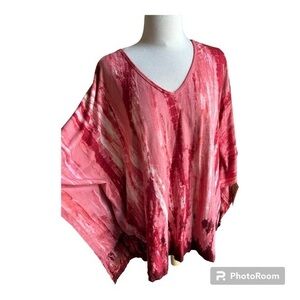 LA BLEND red tie dye poncho top 3X
